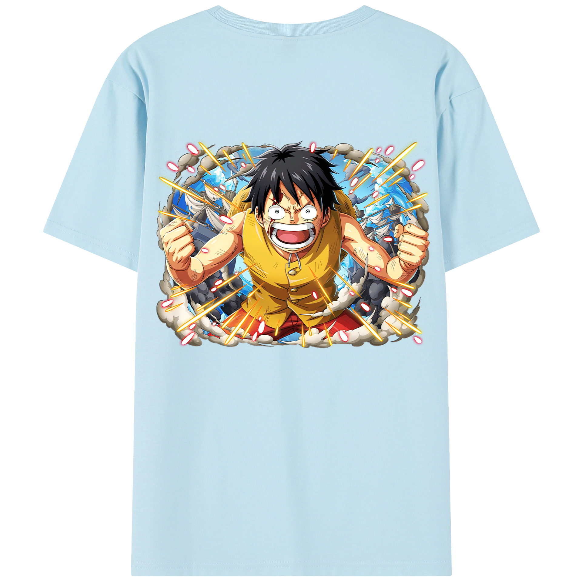 ワンピース モンキー・D・ルフィ ONE PIECE Monkey D. Luffy 綿100％半袖Tシャツ（背面プリント）